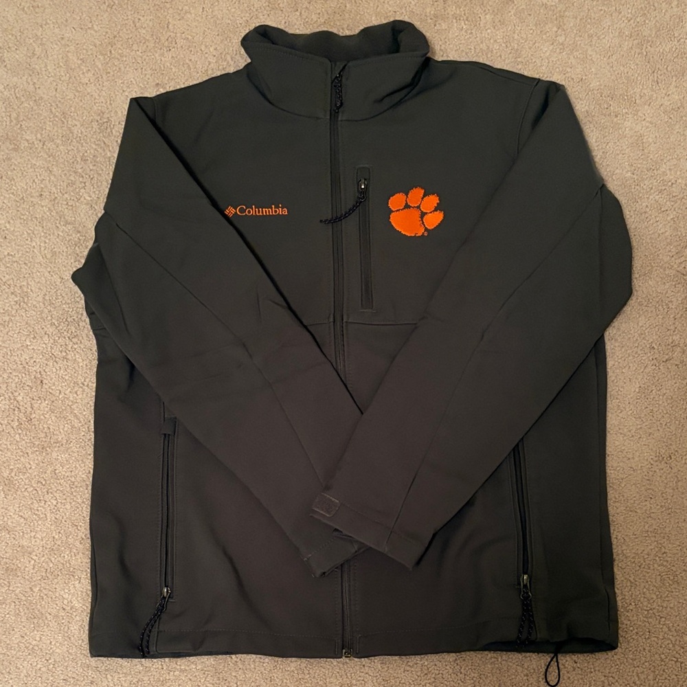 Columbia Black Softshell Jacket with Orange Clemson Paw
